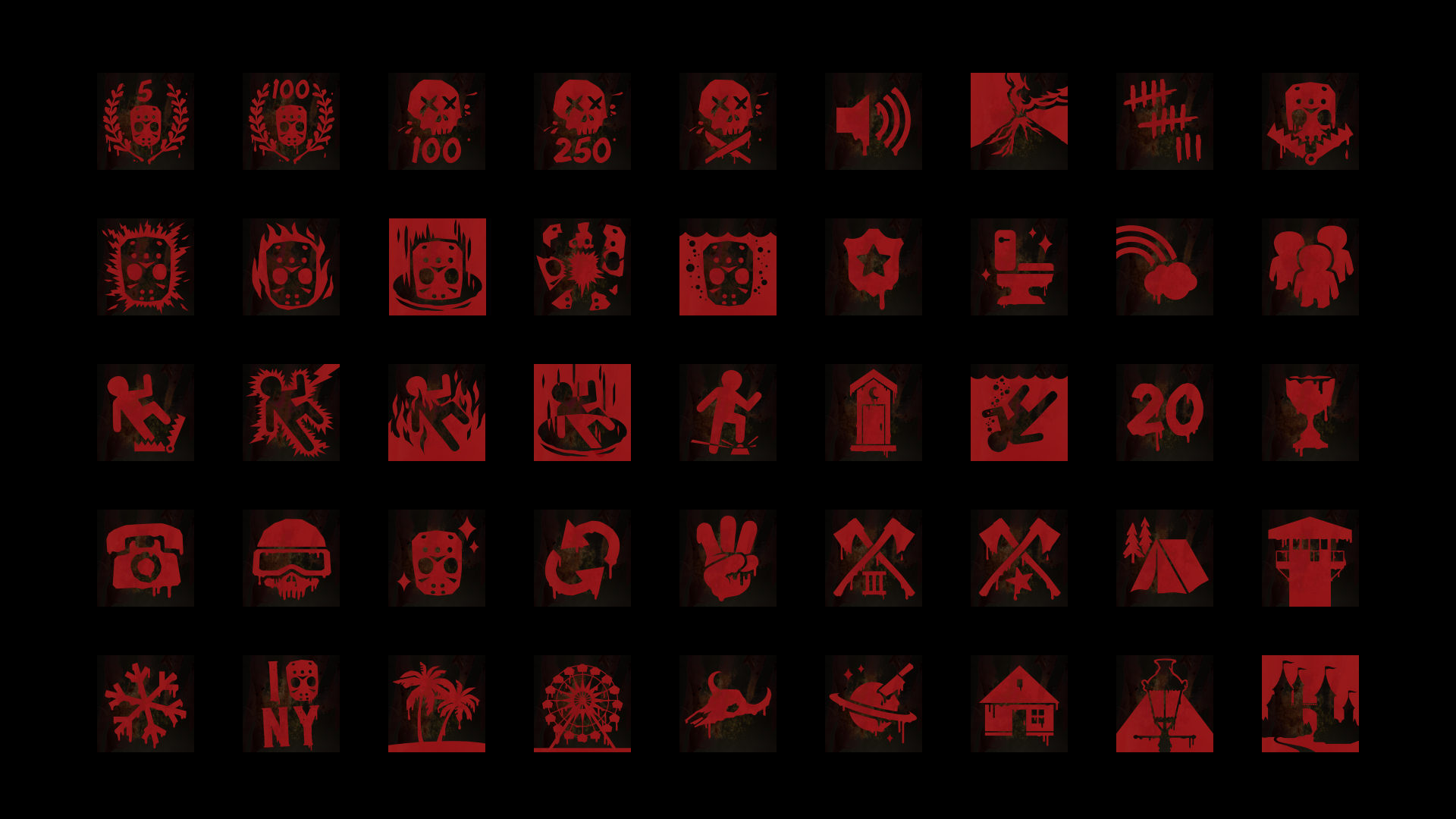 Friday the 13th: Killer Puzzle achievement icons