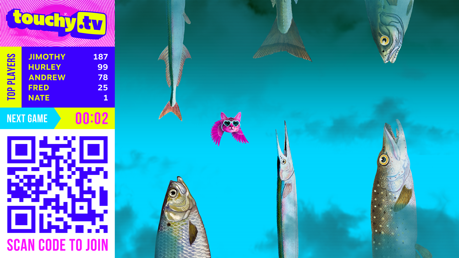 Touchy TV flappy-style mini-game