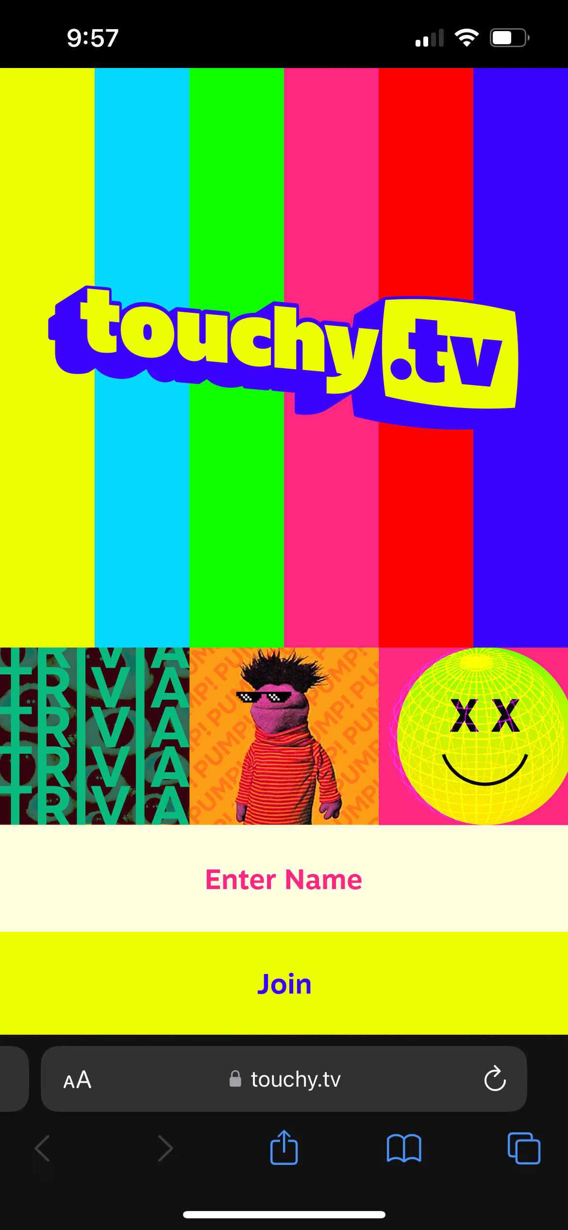 Touchy TV mobile launch interface