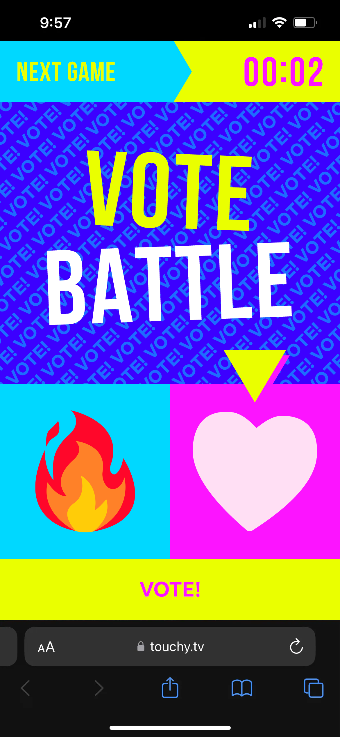 Touchy TV mobile voting interface