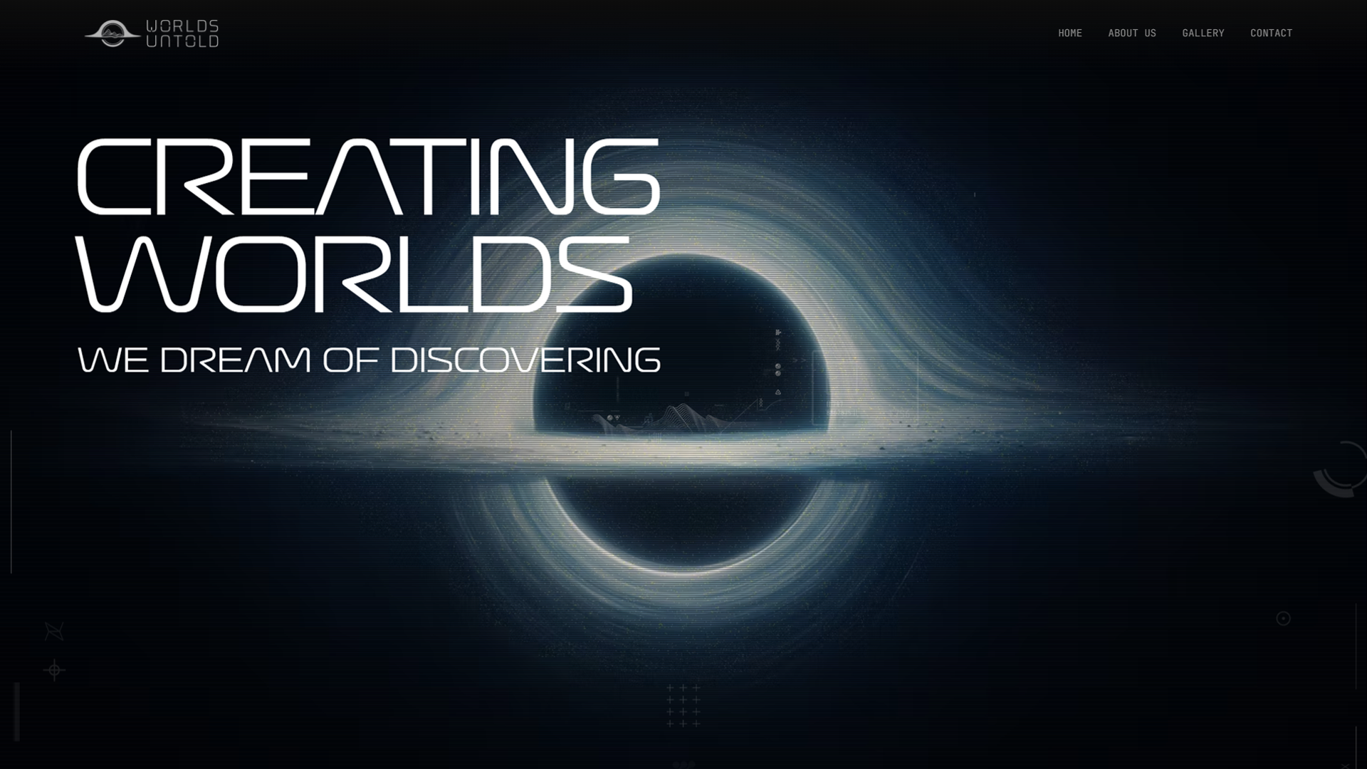 Worlds Untold website opening section