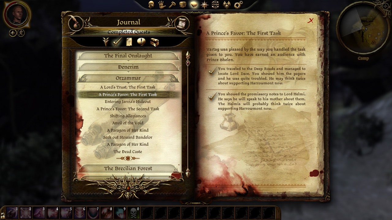 Dragon Age: Origins PC quest journal