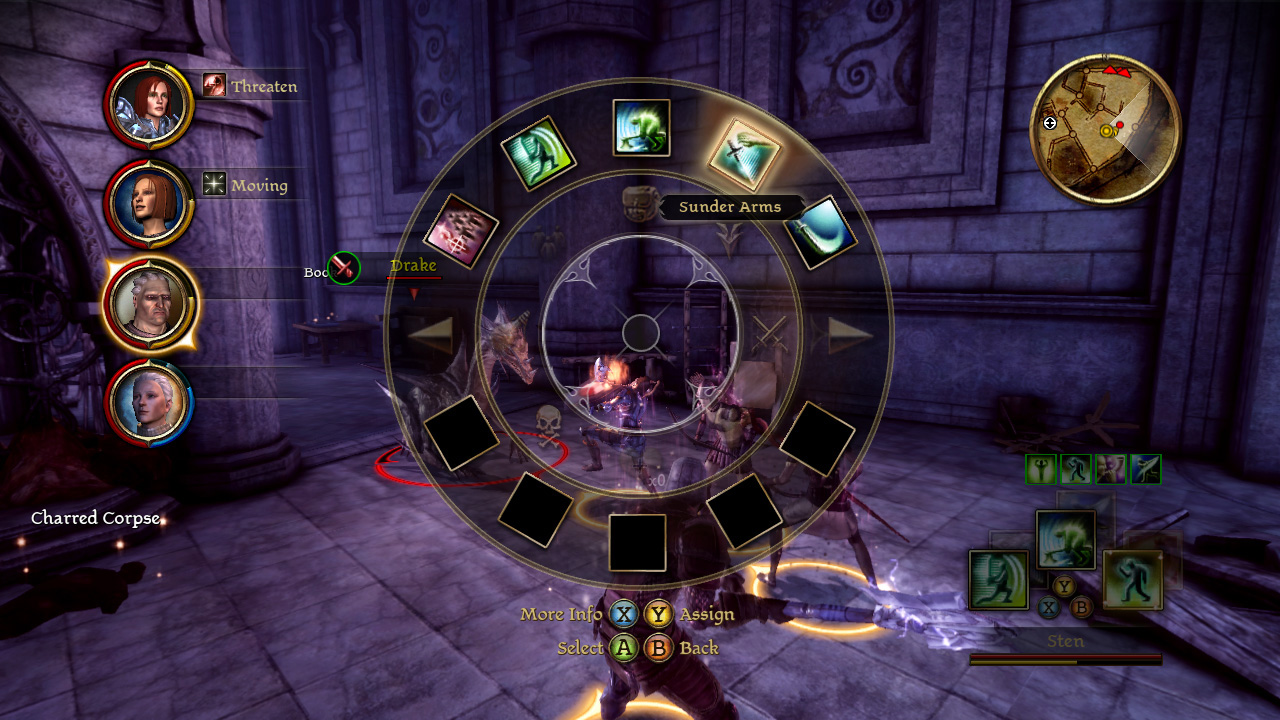 Dragon Age: Origins nested talent radial menu