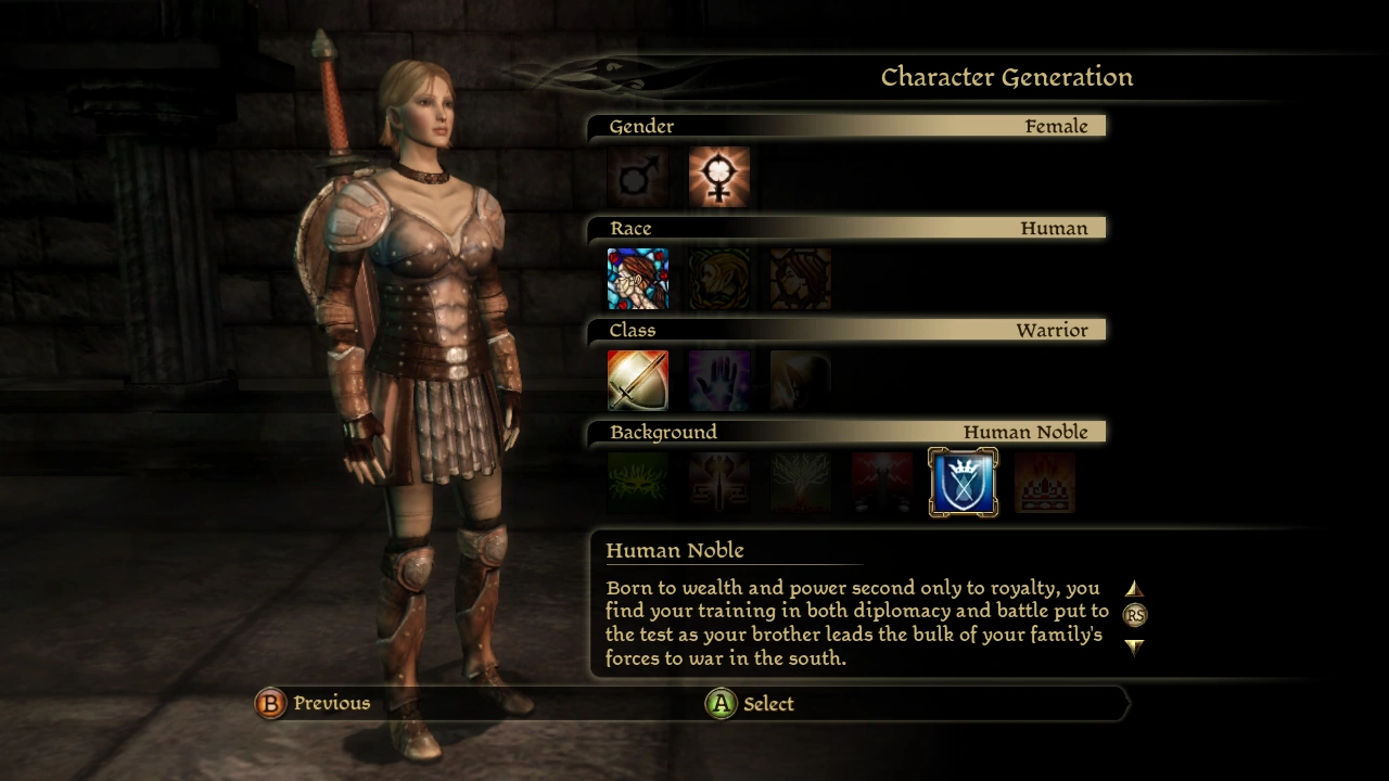 Dragon Age: Origins console interface