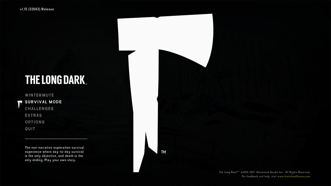 The Long Dark minimal in-game interface