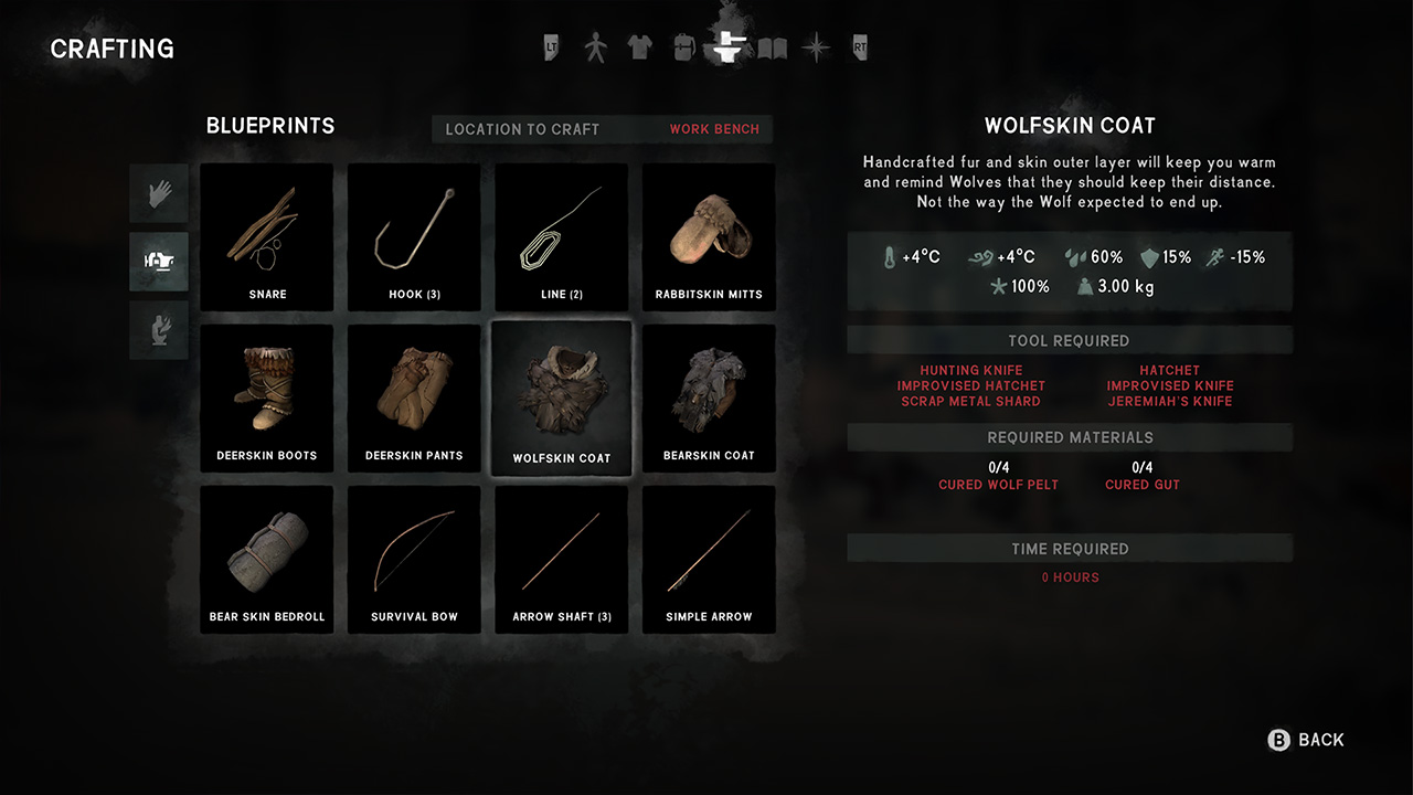 The Long Dark backpack inventory