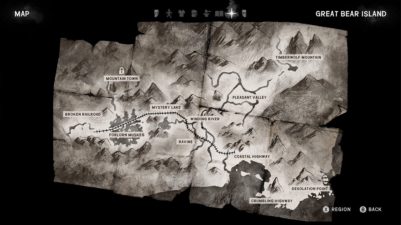 The Long Dark regional map interface