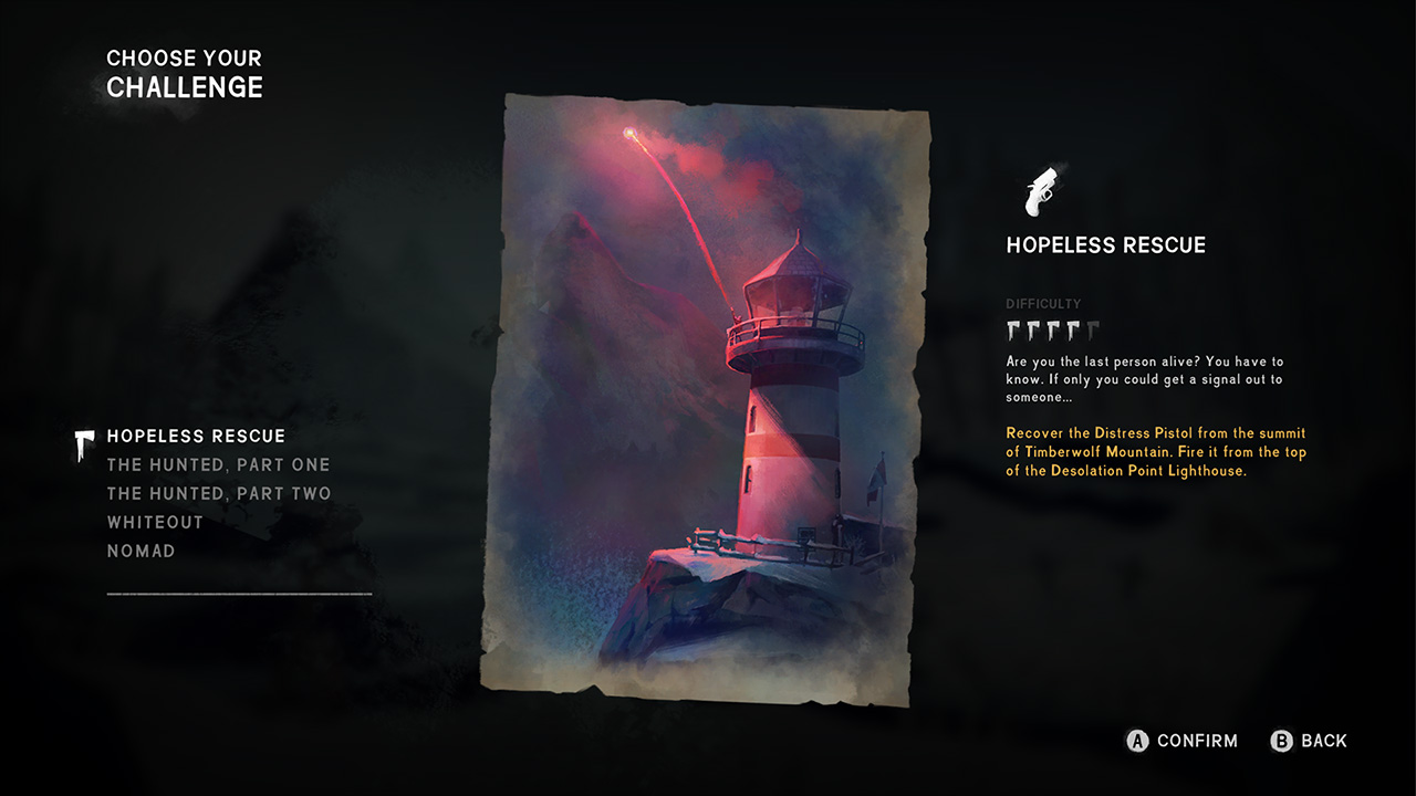 The Long Dark challenge menu