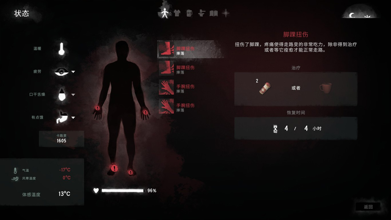 The Long Dark condition interface